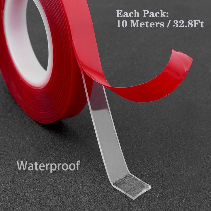 2 Packs Transparent Double Sided Mounting Tape, Reusable Heavy Duty Strong Sticky Double Sided Mounting Tape for Nail Art Display Stand Holder, Home, Wall, Room, Office Decor(32.8FT/10M)
