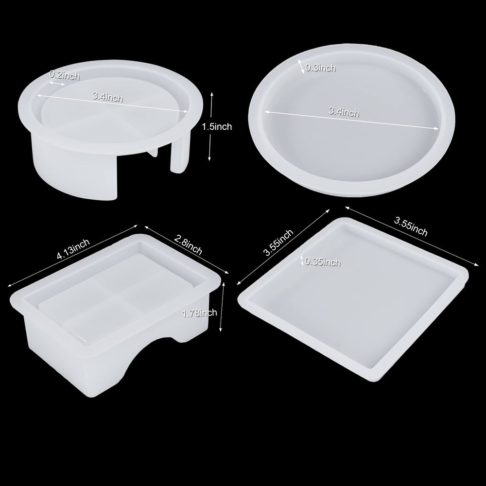 Coaster Resin Molds, Upgraded 10pcs Epoxy Molds Holder Kit with 5 Plastic Dropper 5 Wooden Sticks 2 Gloves, Sturdy Silicone Molds for Epoxy Resin, Cups Mats
