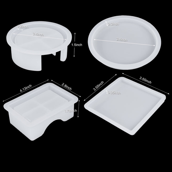 LET'S RESIN Coaster Resin Molds, Upgraded 10pcs Epoxy Molds Holder Kit with 5 Plastic Dropper 5 Wooden Sticks 2 Gloves, Sturdy Silicone Molds for Epoxy Resin, Cups Mats