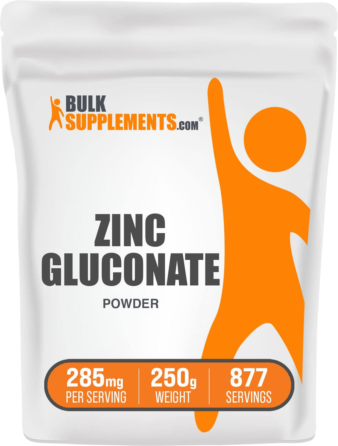.com Zinc Gluconate Powder - Zinc 40mg, Zinc Powder - Zinc Supplement for Immune Support - Gluten Free, 285mg per Serving, 250g (8.8 oz) (Pack of 1)