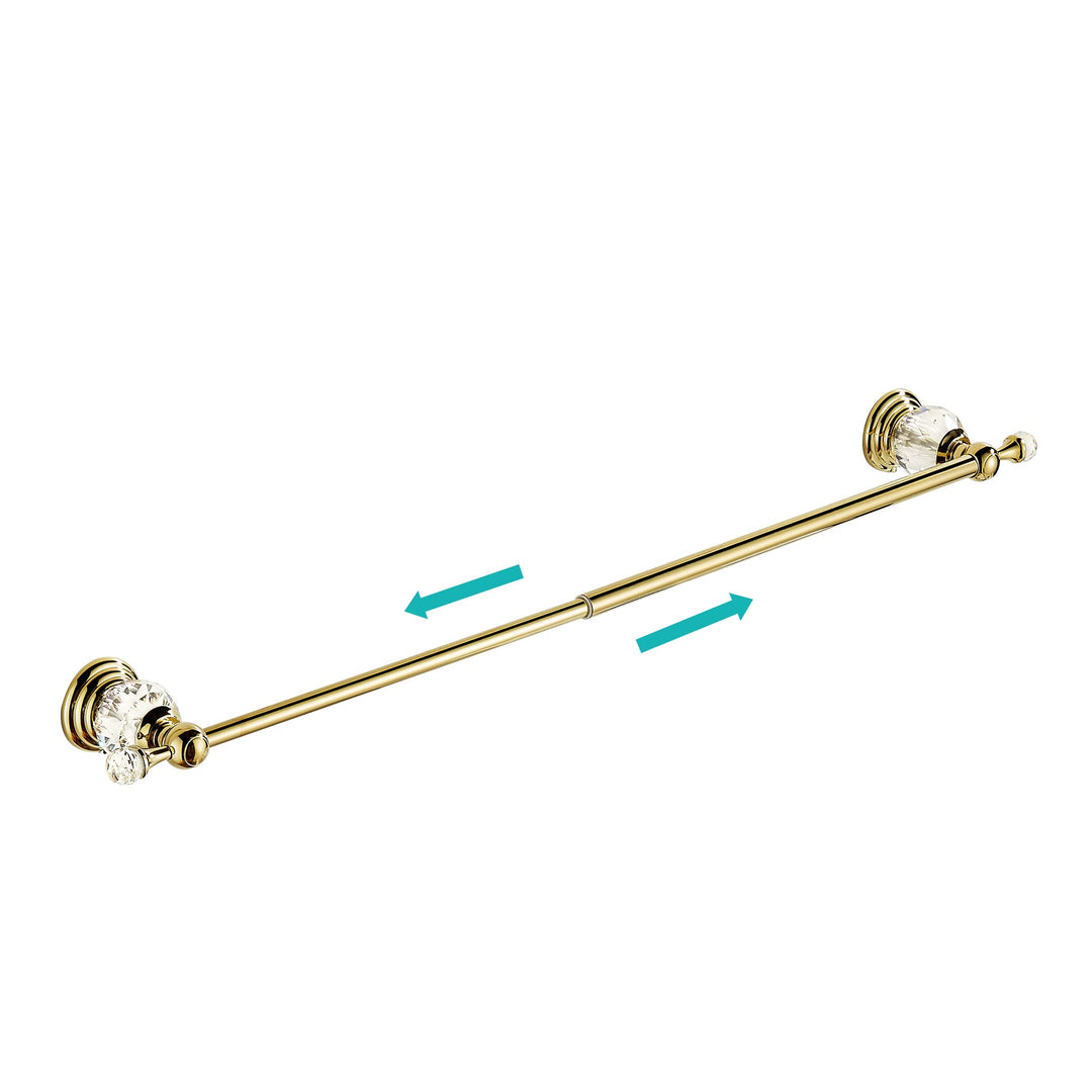 Polished Gold Towel Bar,Crystal Towel Holder Adjustable Towel Rack Expandable Rail Bathroom Accessories Wall Mounted