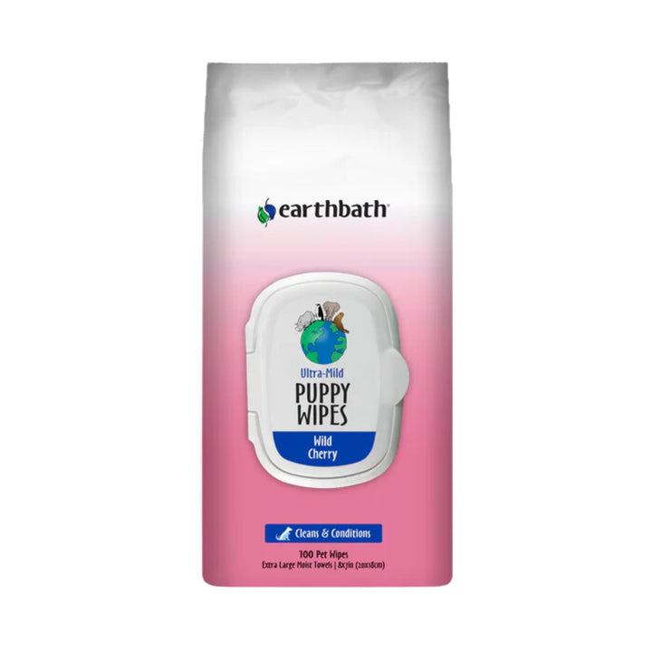 , Ultra-Mild Wild Cherry Puppy Wipes - Dog Wipes for Paws and Butt, Best Pet Wipes for Dogs & Puppies, Made in USA, Cruelty-Free Dog Cleaning Wipes - 100 Count (1 Pack)