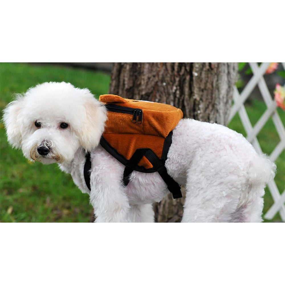 Cute Pet Backpack Harness Travel Outdoor Hiking Adjustable Leash Saddlebag for Small Dogs