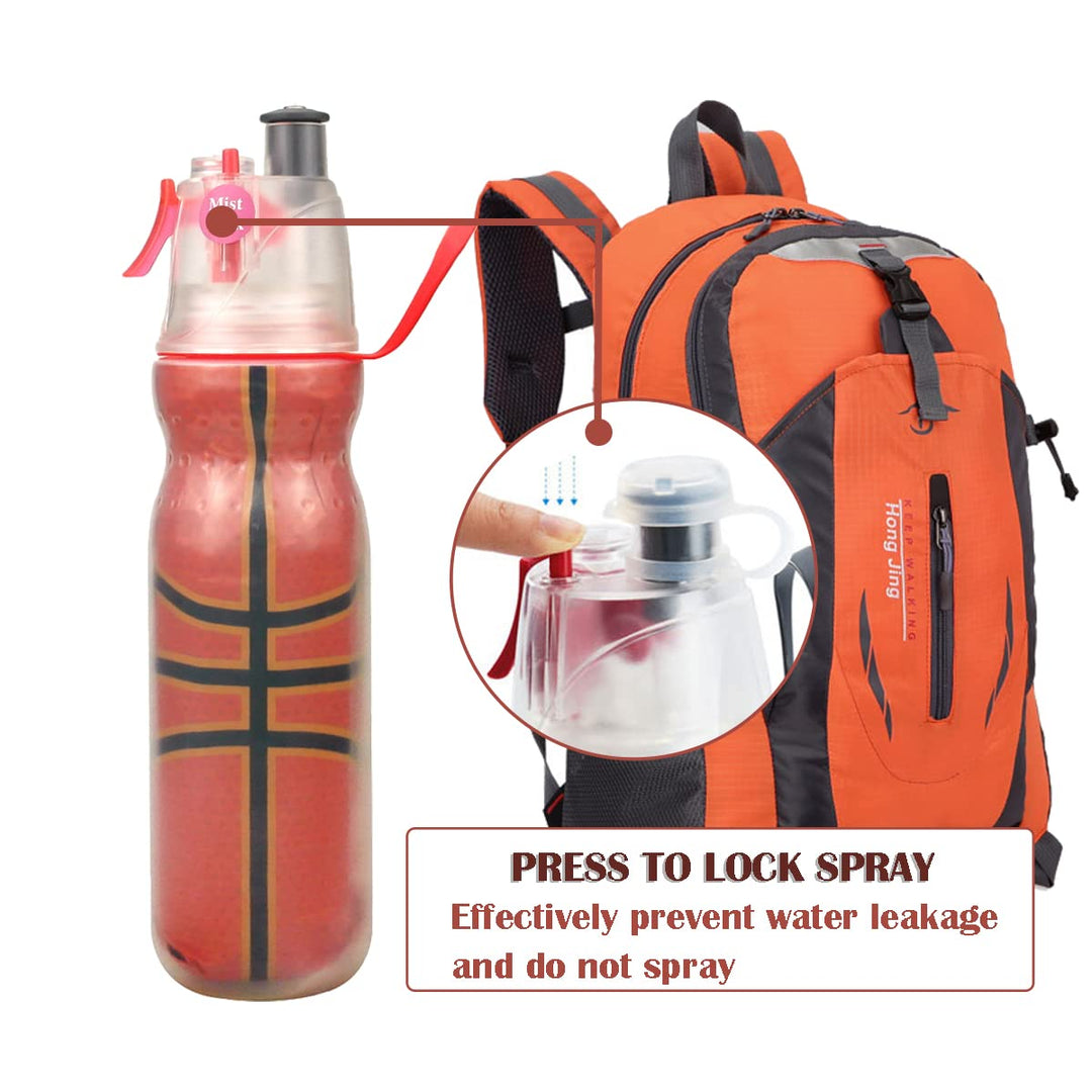 Sport Insulated Water Bottle - BPA-Free, Spray Cooling Bottle - Help You Cool Down Quickly & Quench Thirst, Sport & Bike Squeeze Bottle for Gym Cycling Running Climbing Hiking (Basketball)