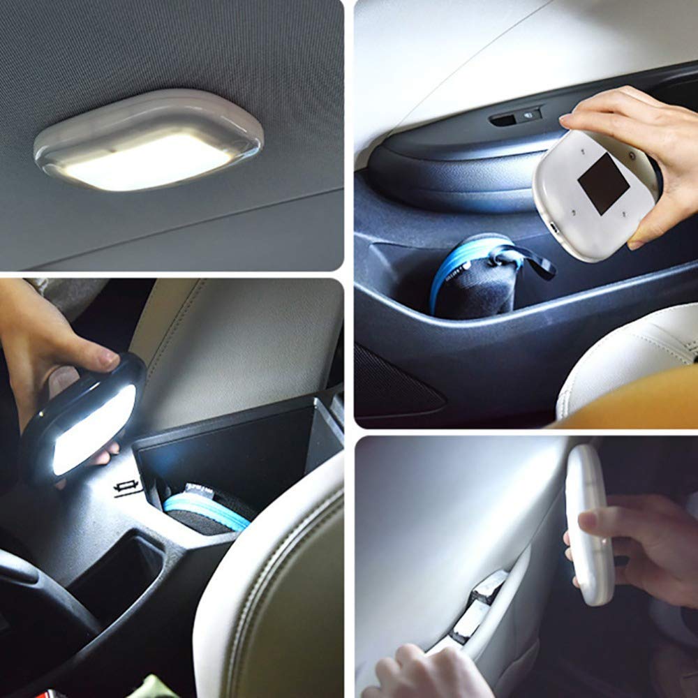 Car Interior Dome Light 10LED Ceiling Roof Lamp 12V USB Rechargeable Reading Lights for Trailer/Van/Yacht/Boat/Caravan(Black+White)