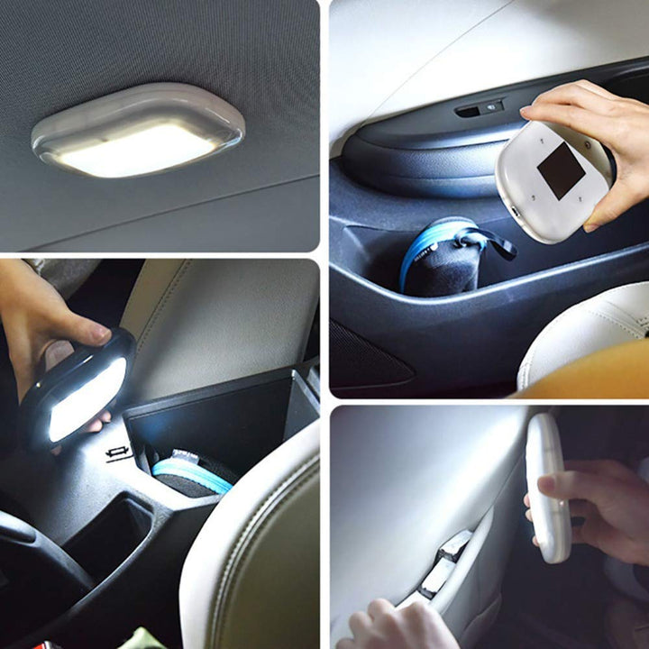 Car Interior Dome Light 10LED Ceiling Roof Lamp 12V USB Rechargeable Reading Lights for Trailer/Van/Yacht/Boat/Caravan(Black+White)