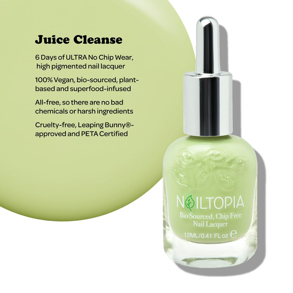 - Plant-Based Chip Free Nail Lacquer - Non Toxic, Bio-Sourced, Long-Lasting, Strengthening Polish - Juice Cleanse (Pastel Green) - 0.41oz