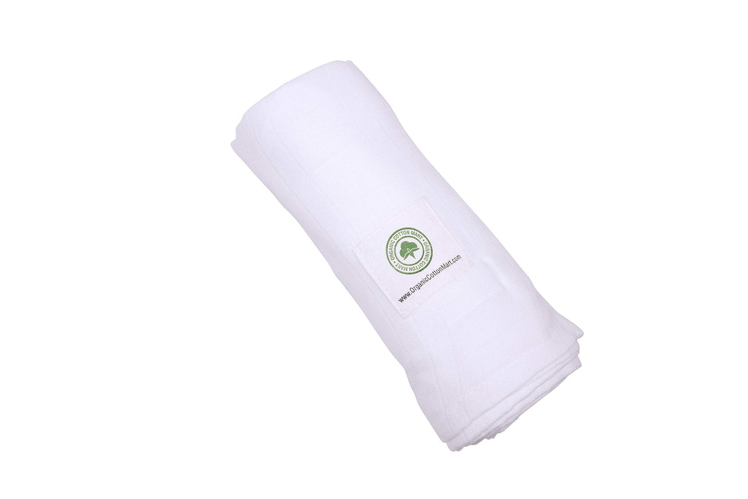 Organic Cotton White Swaddle Blanket for Newborn - White Muslin Swaddle Blanket - Newborn Baby Gauze Swaddling Blanket - 100% Certified Organic Cotton - 47”x47” (1 Swaddle)
