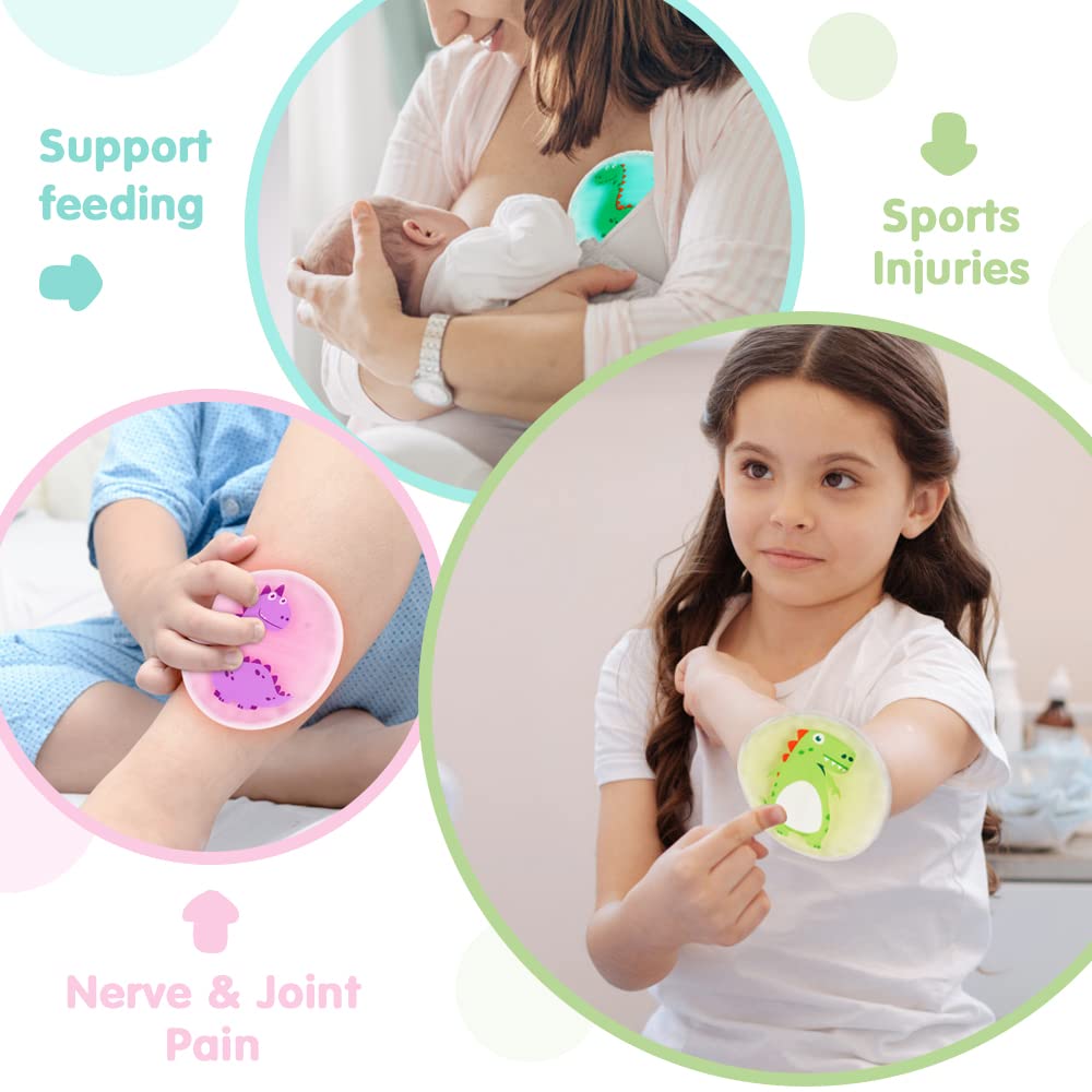 Kids Ice Packs for Boo Boos, 3 Toddler Ice Pack with Strap Nylon Fabric Boo Boo Ice Packs for Kids Injuries Reusable, Dinosaur Ice Pack for Children Pain Relief, Swelling, Bruise, Fever-4.7