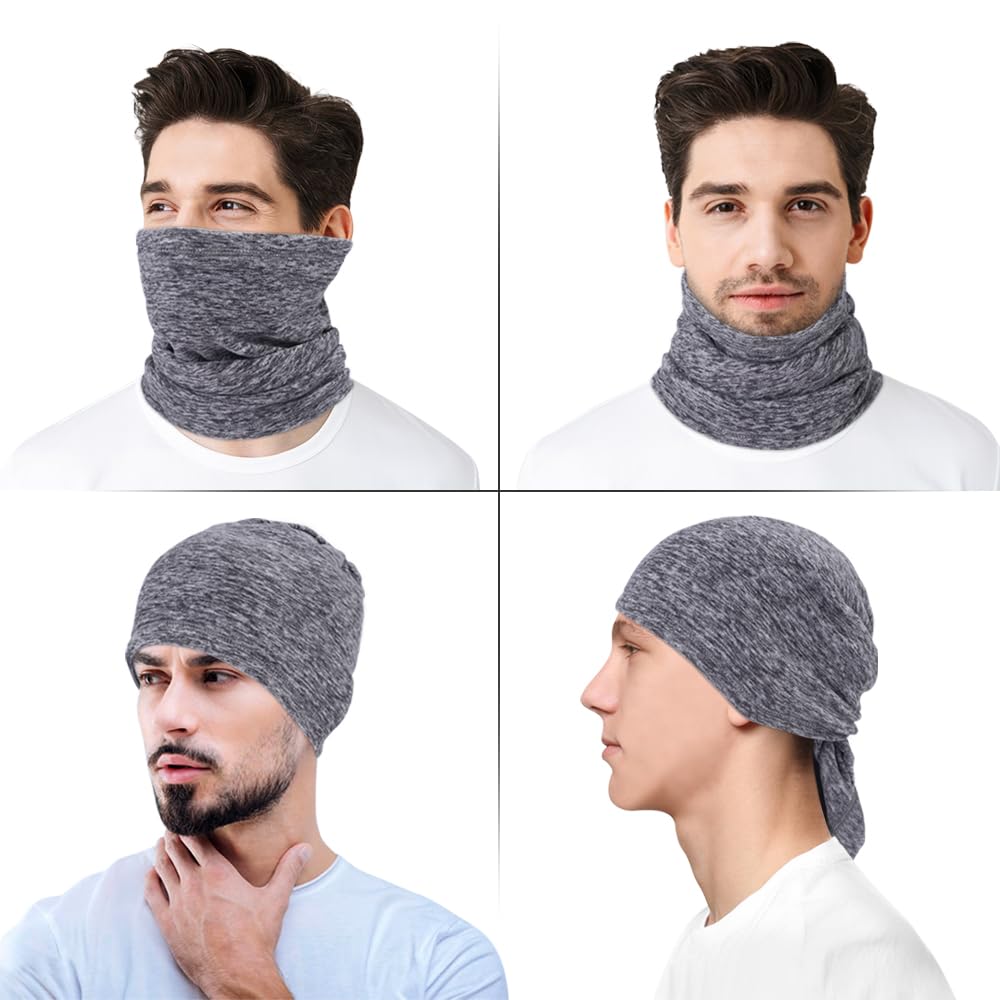 Windproof Fleece Neck Warmer Scarf Face Mask Cover Bandana for Cold Weather Keep Warm Gear Winter Outdoor Sports Snowboard Skiing Cycling Hunting Fishing Men Women Grey & Royal Blue