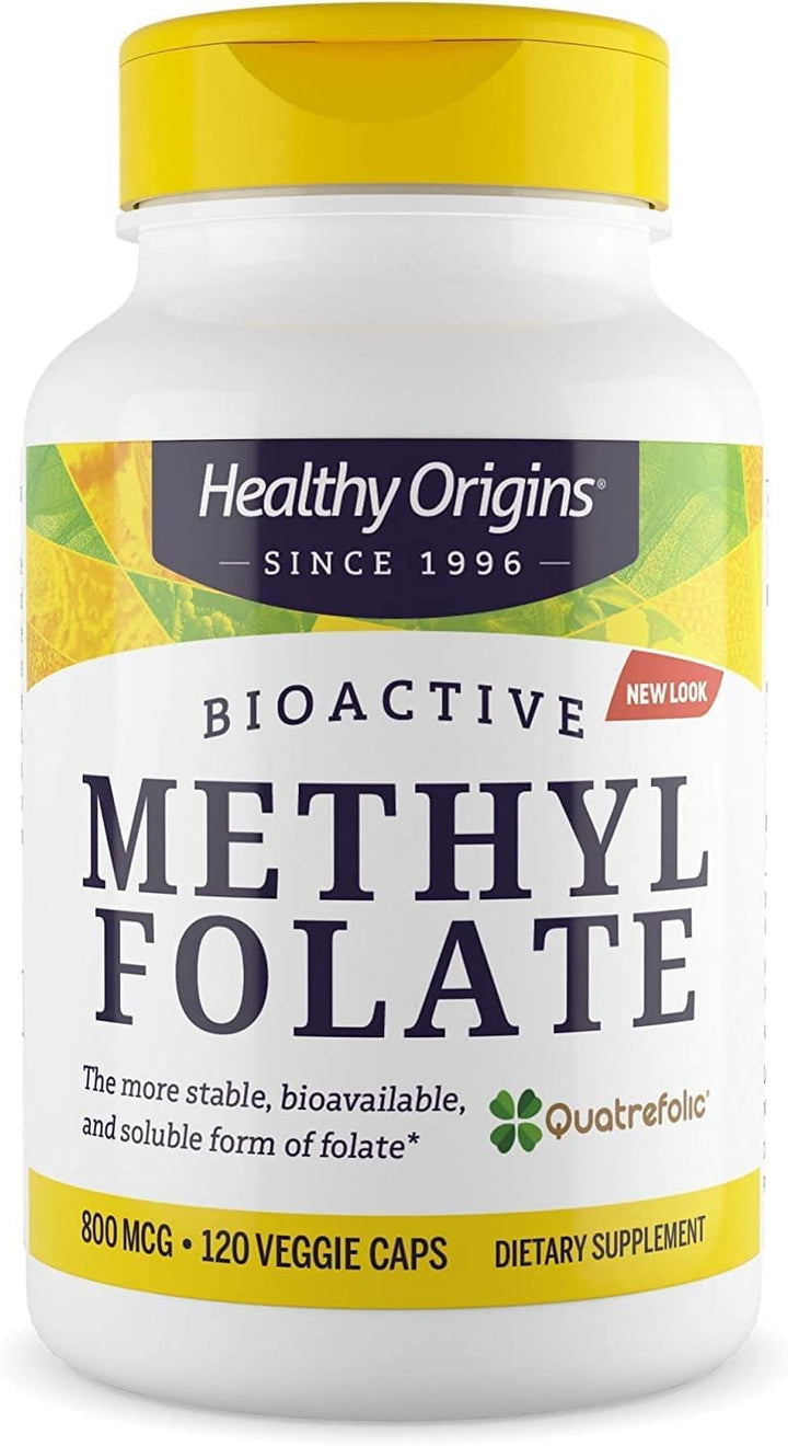 Methyl Folate 800 mcg (Quatrefolic, Non-GMO, Bioavailable Folate, Gluten Free, Neurotransmitter Support), 120 Veggie Caps