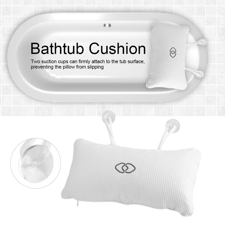 Spa Bath Pillow, Non-slip Bathtub Spa Pillow Inflatable Bath Cushion with Suction Cups Head Neck Support