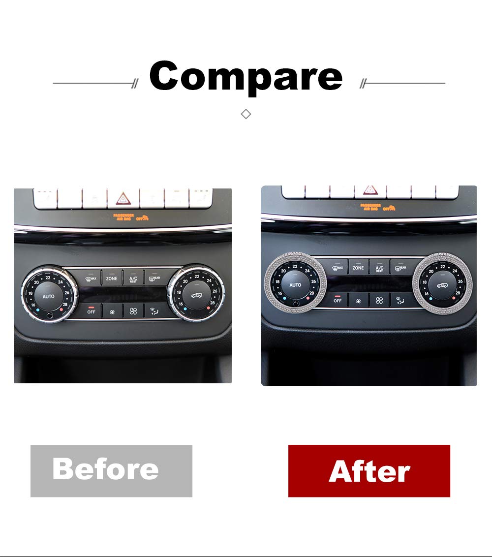 Bling Climate Control AC Button Crystal Accessory Interior Knob Cover Compatible for Mercedes Benz