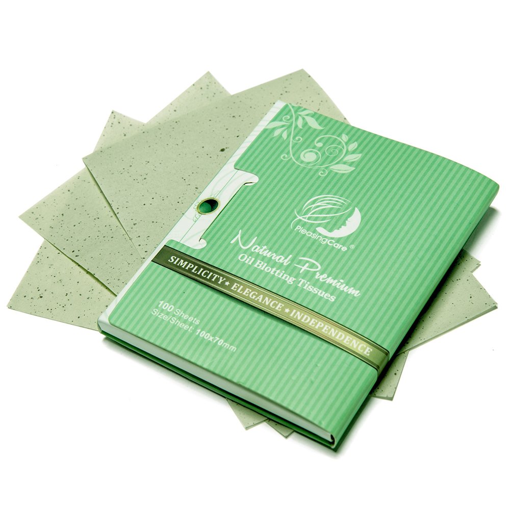 Natural Green Tea Oil Absorbing Tissues - 100 Counts, Premium Face Oil Blotting Paper - Take Only 1 Piece Each Time Design - Large 10cmx7cm Oil Absorbing Sheets, No Waste and Easy to Carry in Pocket!
