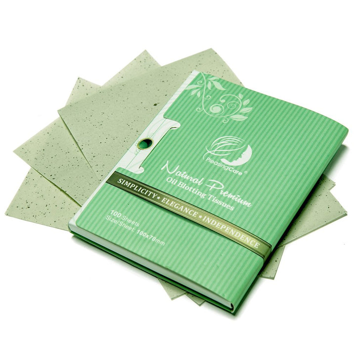 Natural Green Tea Oil Absorbing Tissues - 100 Counts, Premium Face Oil Blotting Paper - Take Only 1 Piece Each Time Design - Large 10cmx7cm Oil Absorbing Sheets, No Waste and Easy to Carry in Pocket!