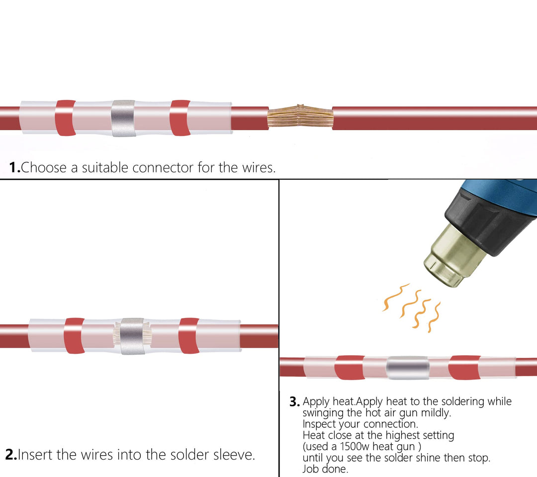 100 PCS 16-14 AWG Solder Seal Heat Shrink Wire Connector Kit Waterproof Connector Kit with Case Blue