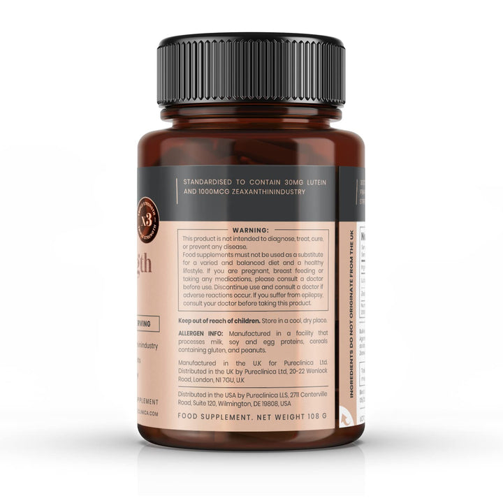 Triple Strength Lutein 30mg x 90 Tablets. with 1000mcg Zeaxanthin - 3 Months Supply