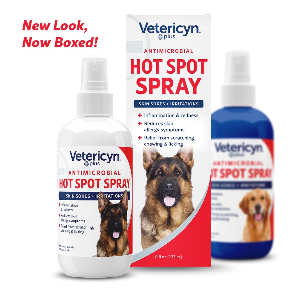 Plus Hot Spot Spray for Dogs Skin Sores and Irritations | Itch Relief for Dogs and Prevents Chewing and Licking at Skin, Safe for All Animals. 8 Ounces