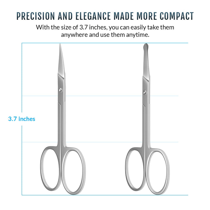 Facial Hair Scissors - Curved and Rounded - Eyebrow Scissors, Mustache, Nose Hair, Beard Trimming Scissors, Safety Use for Eyelashes and Ear Hair - Small Grooming Scissors for Women & Men