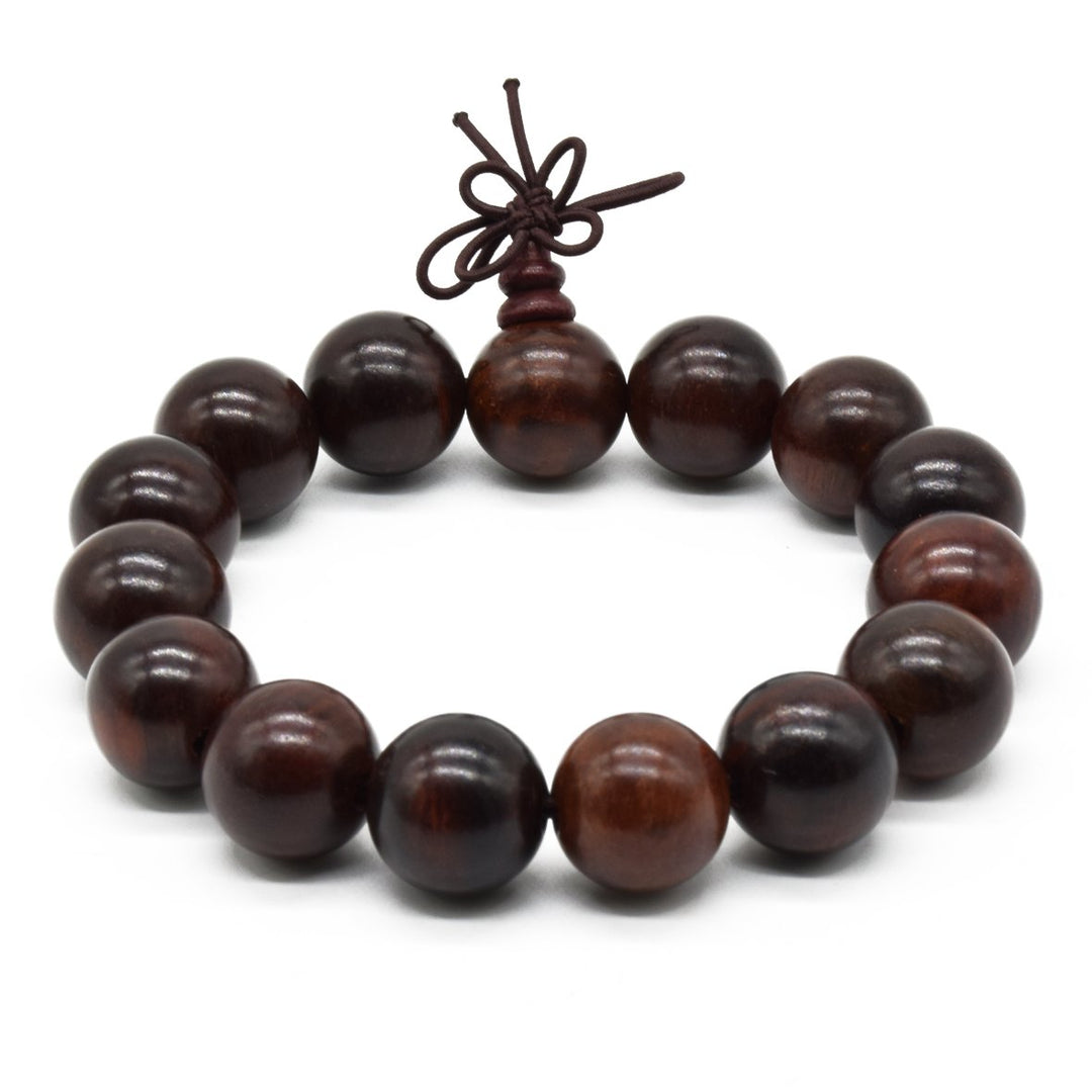 Birsppy Unisex Natural Rosewood Prayer Wooden Beads Fashion Necklace Bracelet Mala Hand on (15mm*15)