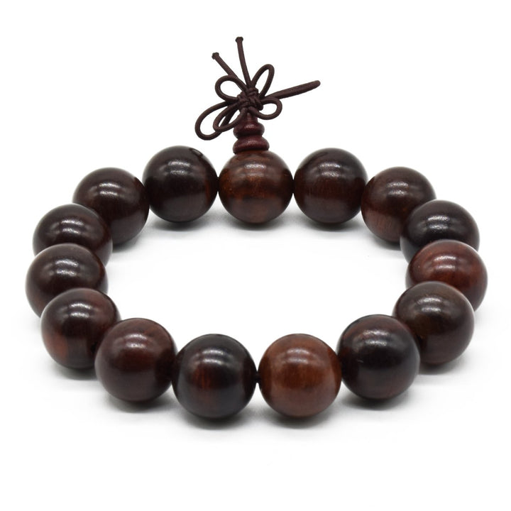 Birsppy Unisex Natural Rosewood Prayer Wooden Beads Fashion Necklace Bracelet Mala Hand on (15mm*15)