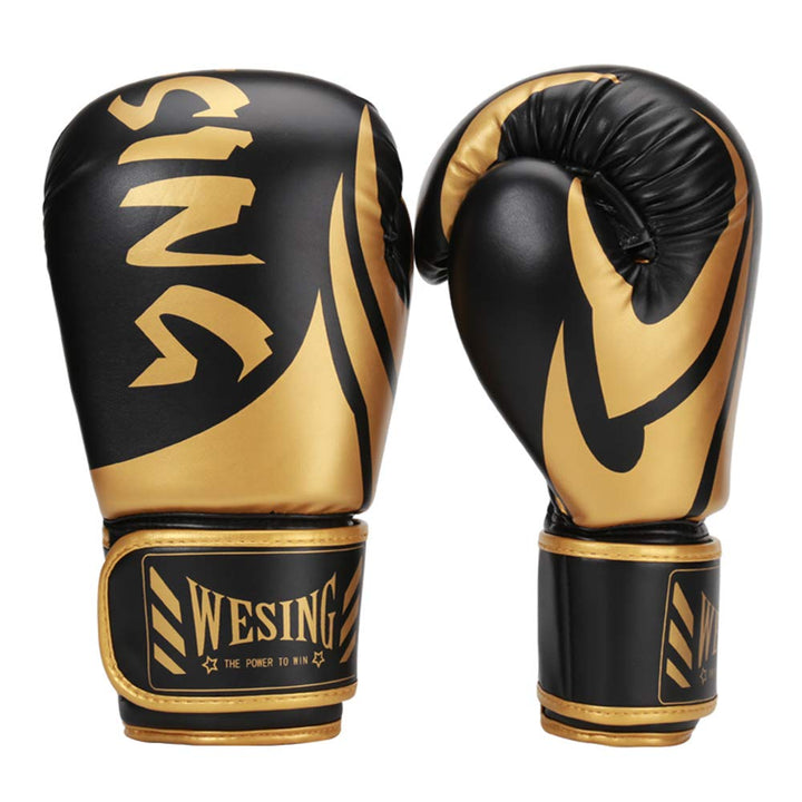WESING Boxing Gloves for Men 14 Oz MMA Training Sparring Gloves 16 Oz Punch Mitts (Black, 12 Oz)