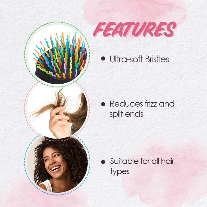 Hair Brush and Hair Detangler with Mirror