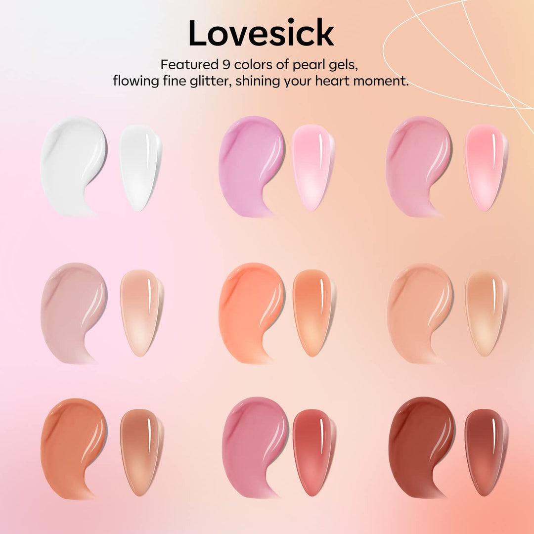 Modelones Jelly Gel Nail Polish Set, 9 Colors Neutral Nude Pink Brown Solid Gel Polish Translucent Pudding Gel Upgraded Crème Manicure Palette Soak Off LED Nail Art Kit DIY Mother's Day Gift W/ Brush