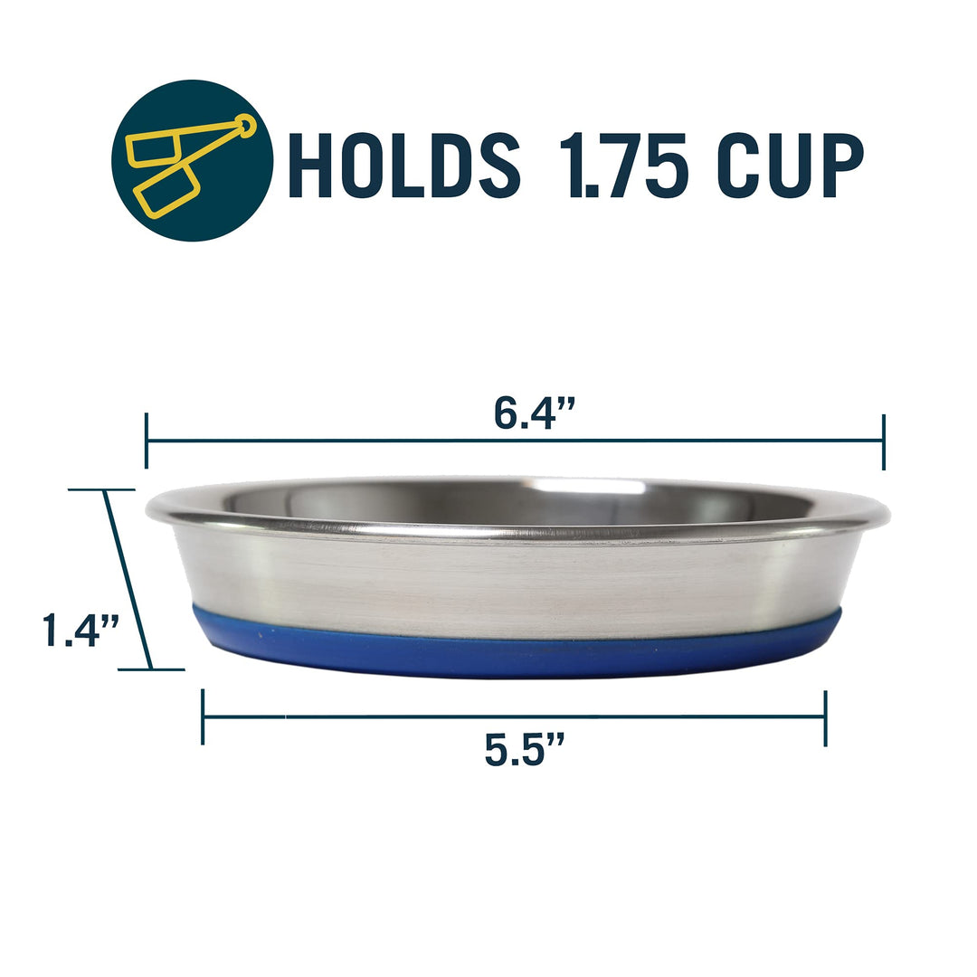 OurPets Durapet Heavyweight Durable Stainless Steel Cat Food or Water Bowl, Water Bowl Holds up to 1.75 Cups of Dry Cat or Dog Food