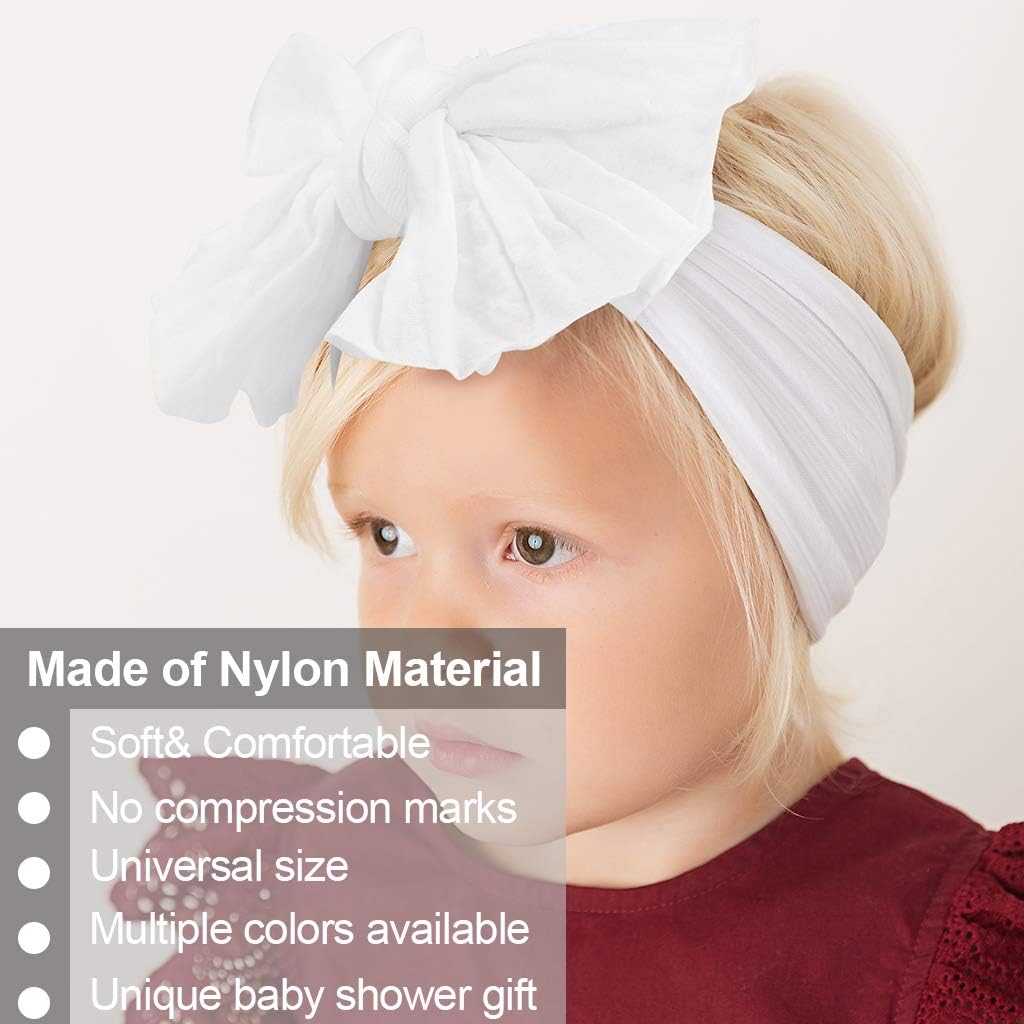 8pcs Baby Girls Headbands with Bows, Nylon Stretchy Hair Bands Hair Bow Elastics Hair Accessories for Newborn Baby Infant Toddlers Kids
