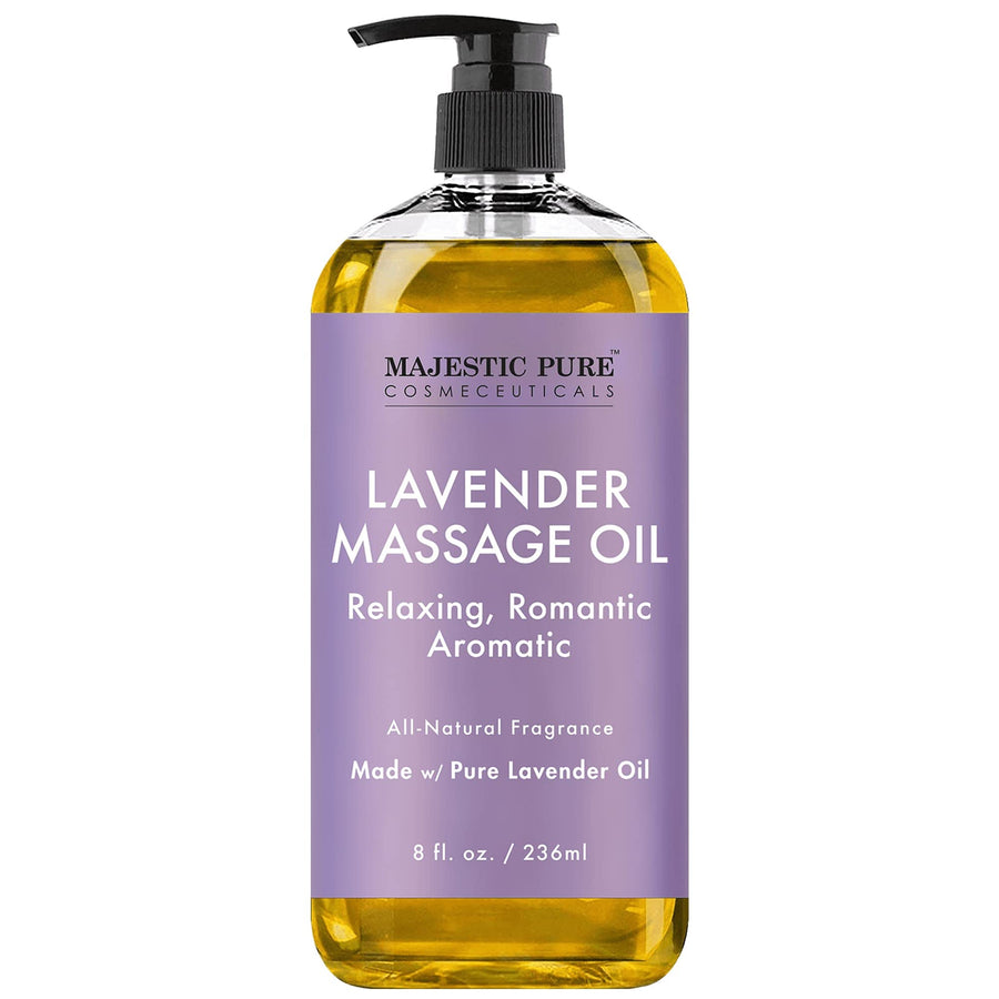 Lavender Massage Oil - Hydrating, Calming, Warming, Relaxing & Rejuvenating Body Oil - Premium Grade, Made with Natural Oils - Skin Care for Men and Women - Made in USA - 8 fl oz