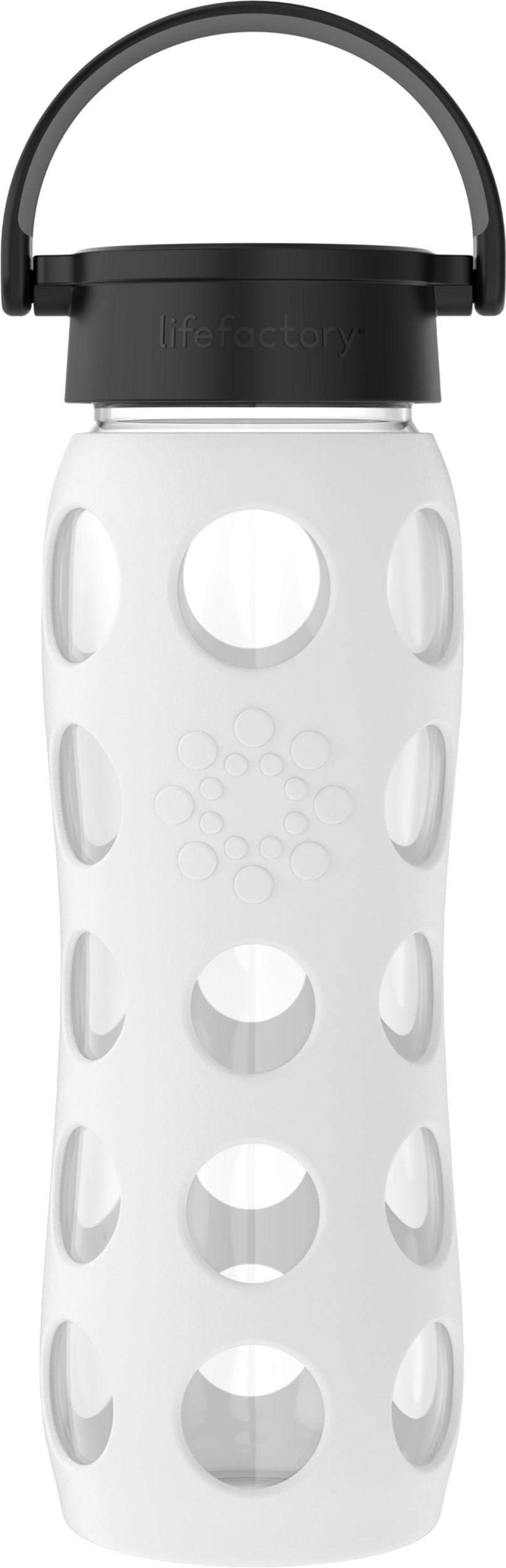 22-Ounce BPA-Free Glass Water Bottle with Classic Cap and Protective Silicone Sleeve, White