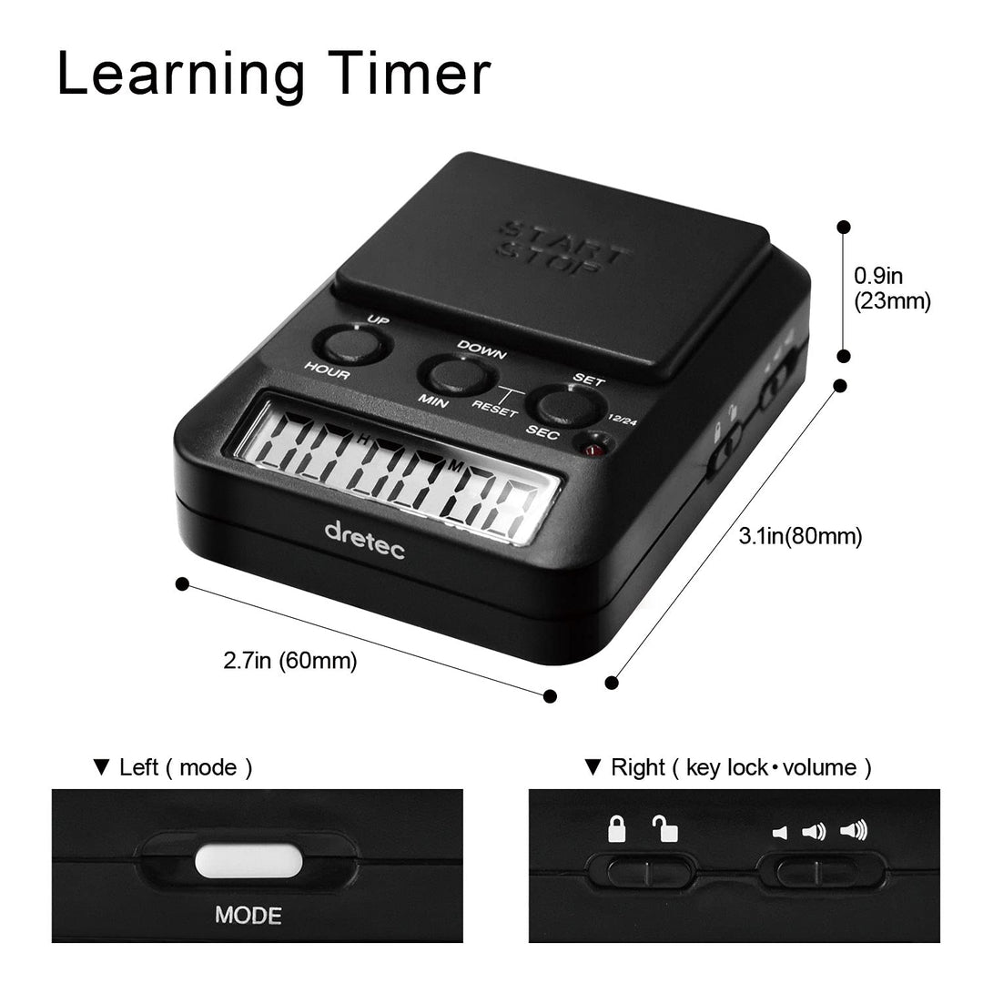 Learning Timer, for Studying, Large Button, Count Function Until The Target Date, Translucent Blue, Officially Tested in Japan(1 Starter AAA Battery Included)