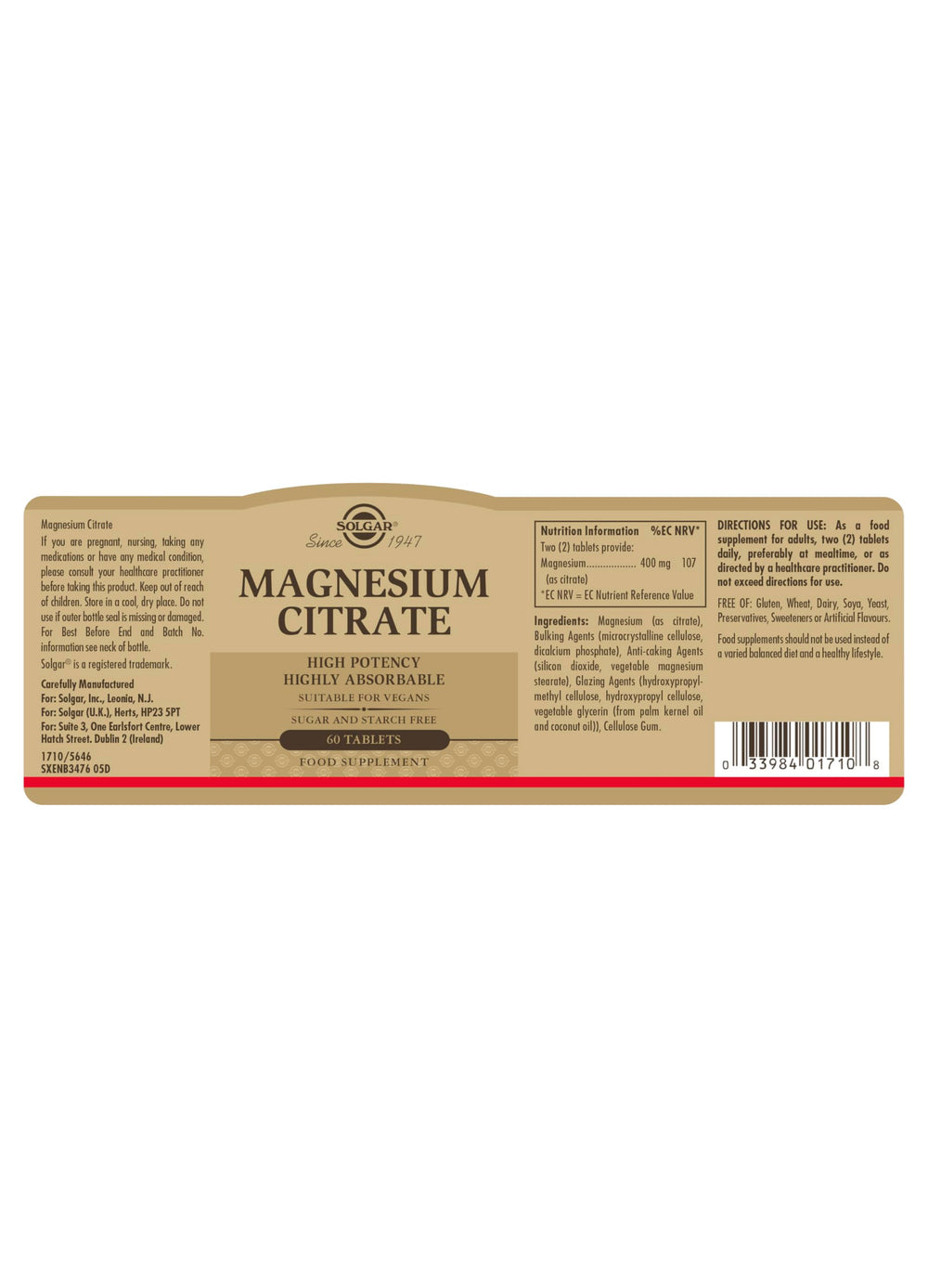 Magnesium Citrate - 60 Tablets