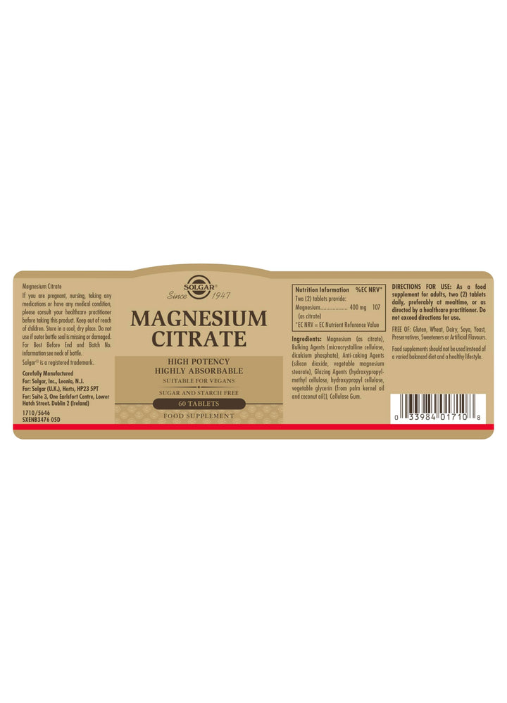 Magnesium Citrate - 60 Tablets