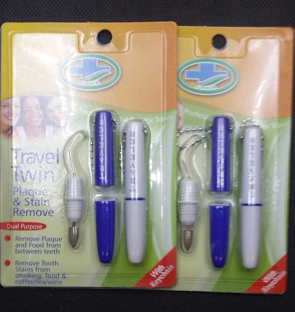 Portable Double Travel Stain Plaque Remover & Dental Pick kit 2 Sets