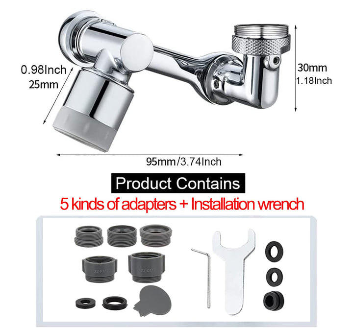 Attposn Universal Rotating Faucet Extender 1080° Large-Angle Rotating Robotic Arm Water Nozzle Faucet Adaptor, Faucet Silver A Attposn0987 Attposn0987