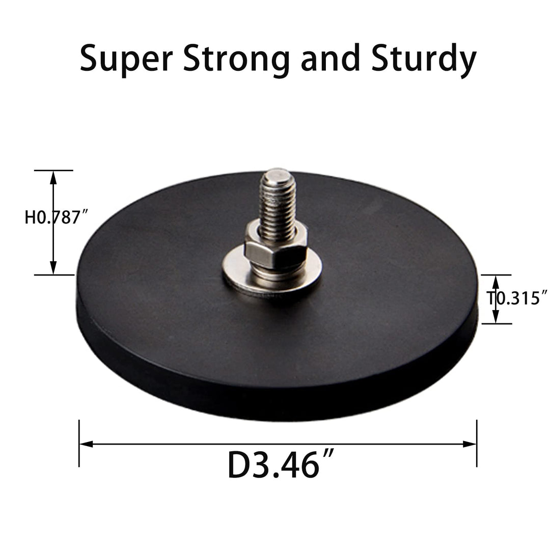 MUTUACTOR 2Pack 105lb Anti-Scratch Neodymium Rubber Coated Magnet for Off-Road Vehicle Lighting,Strong Magnetic Base with M8 Male Thread for Led Working/Signal Lights,Antenna