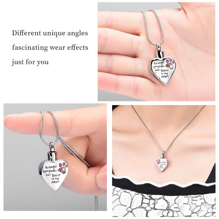 Your Wings were Ready, But My Heart was Not Stainless Steel Carved Locket Cremation Urn Necklace for Pet Dog Cats (No Longer-Pink)