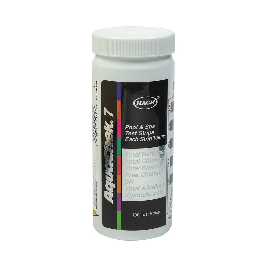 7-Way Pool and Spa Test Strips - Silver Pool Test Strips For pH, Total Chlorine, Free Chlorine, Bromine, Alkalinity, Total Hardness, and Cyanuric Acid - Water Quality Testing Kit (100 Strips)