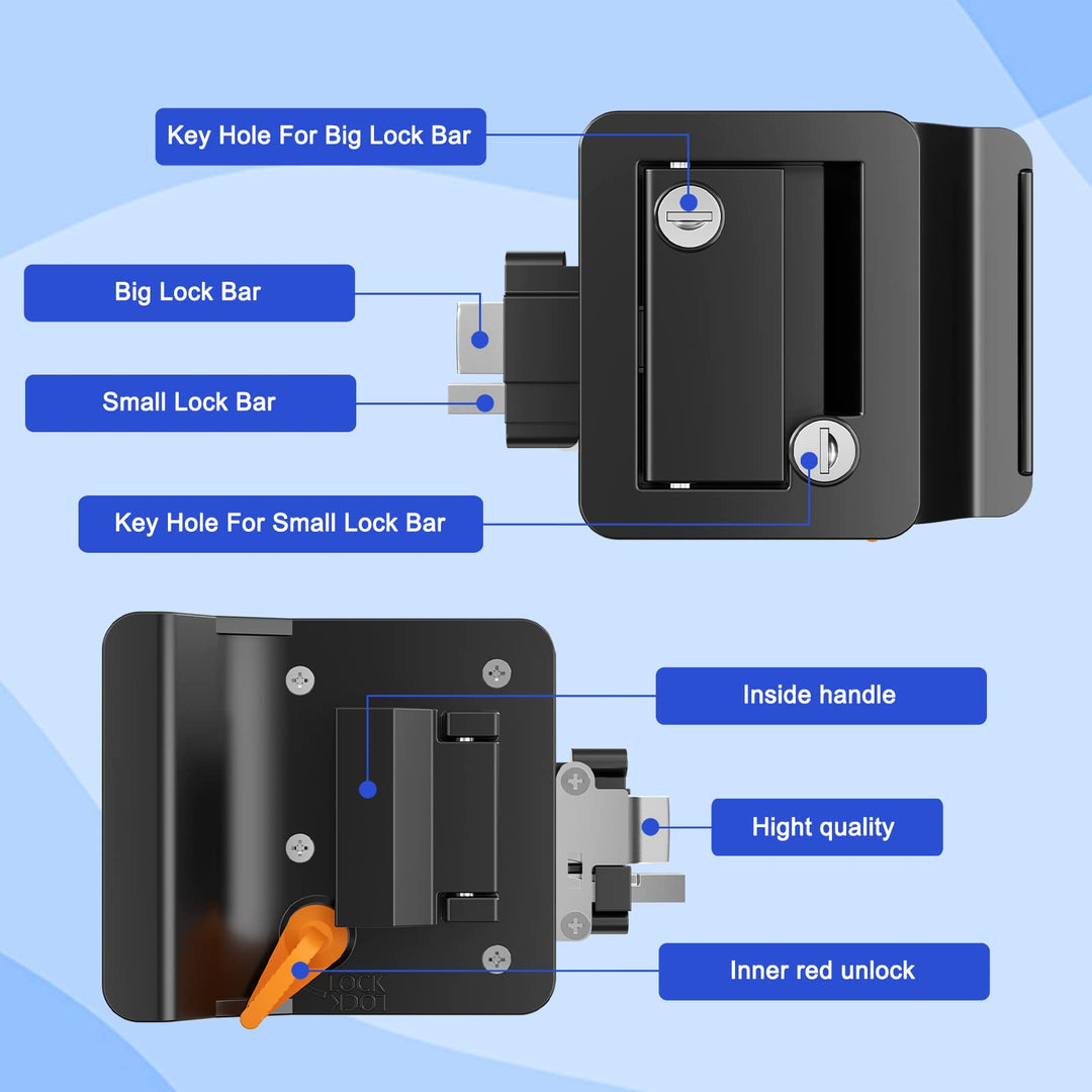 RV Entry Door Lock RL001 with Touch-Activated Paddle Deadbolt, Black, Key Lock for Camper, Travel Trailer, Cargo Hauler Door Latch Handle Replacement