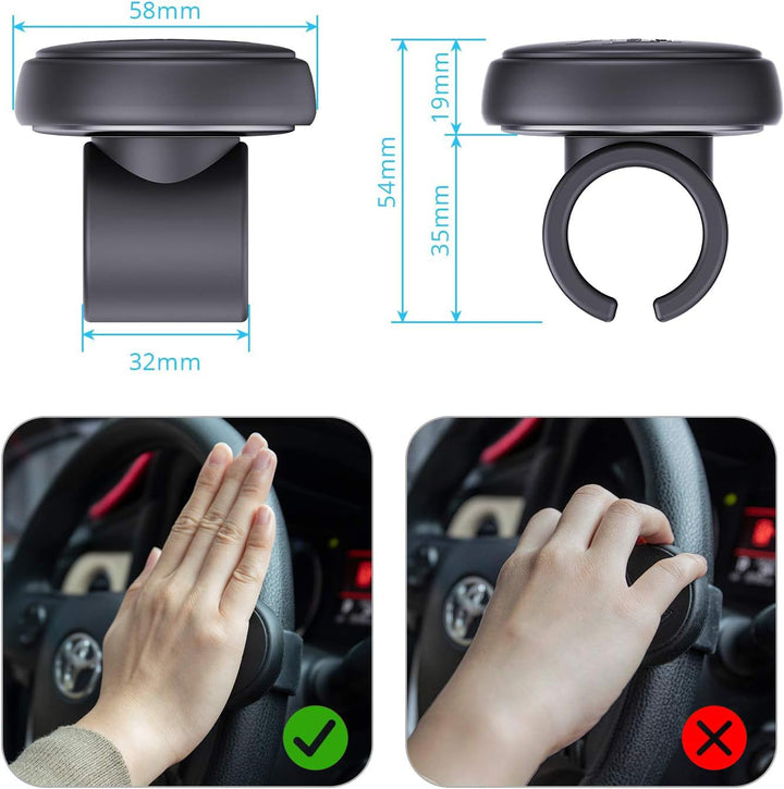 Steering Wheel Spinner, Silicone Power Handle, Steering Wheel knob, Easy Installation No Tools Required (Black)