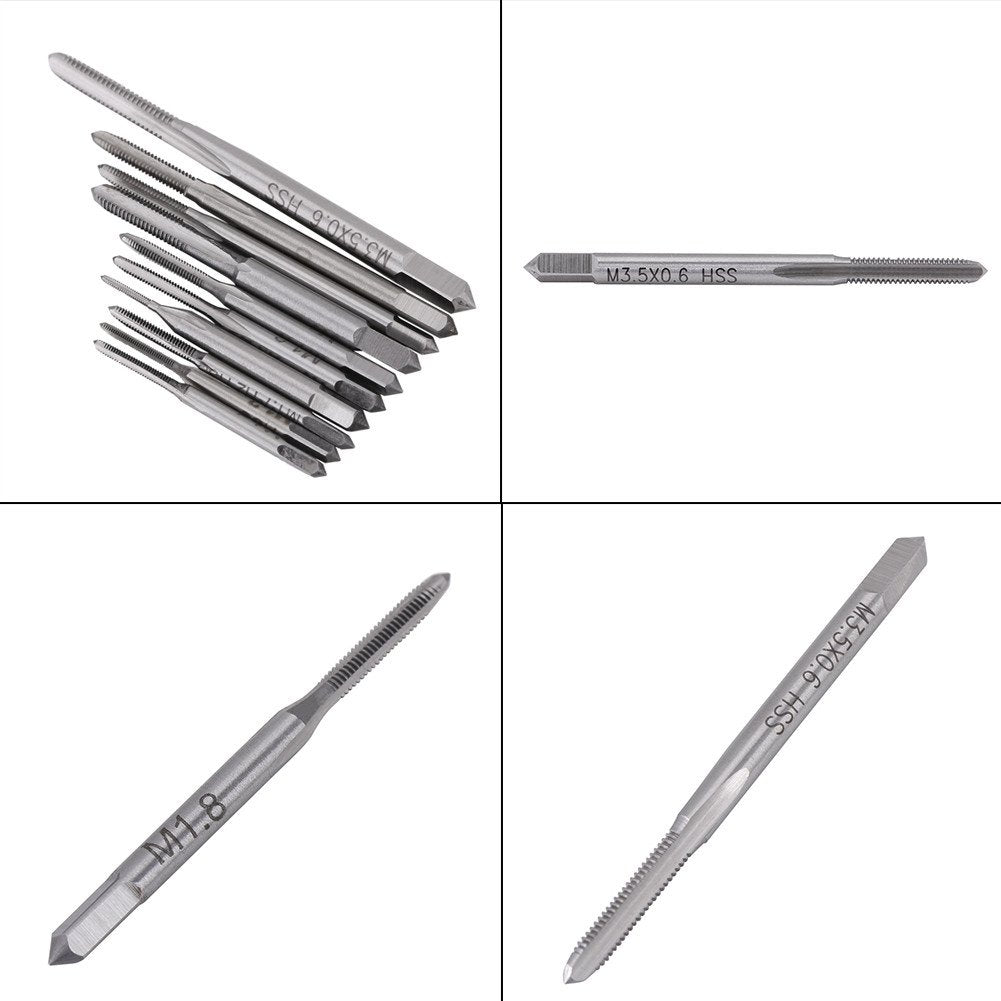 10Pcs Threading Taps, Standard Thread,Taps Screw Hand Tap,for Tapping Various Threads,M1, M1.2, M1.4, M1.6, M1.7, M1.8, M2, M2.5, M3, M3.5