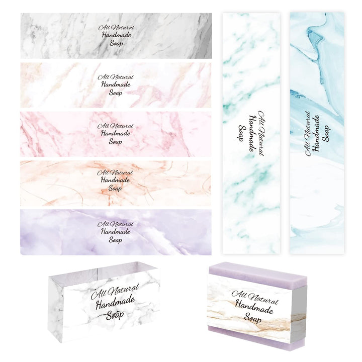 90pcs Marble Soap Wrappers, 9 Styles Soap Packaging Paper Soap Wrap Paper Tape Vertical Soap Paper Tag Soap Sleeves Covers for Homemade Soap Bar Packaging