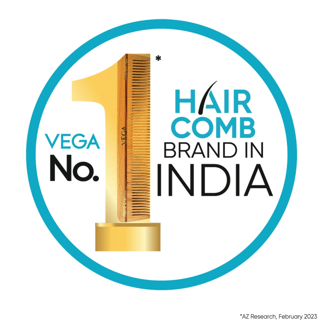 Vega Shampoo Hair Comb,Handmade (India's No.1* Hair Comb Brand)For Men and Women, Black, (HMBC-202)