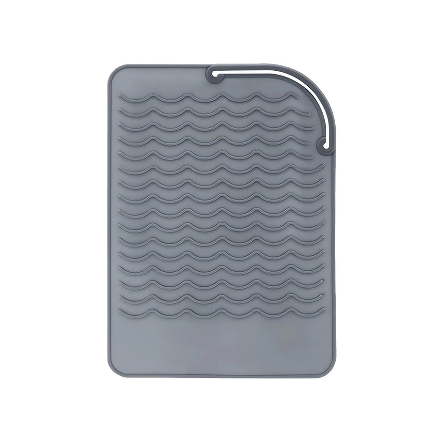 Curling Iron Holder, Heat Resistant Silicone Mat, Portable, Fast Chilling, Food Grade Material for Curling Iron, Hair Straightener, Curling Wand Storage, Grey