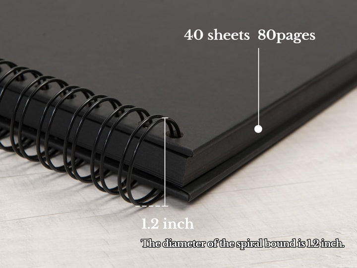 10 x 10 Inch DIY Scrapbook Photo Album 80 Pages Thick Kraft Blank Black Paper Memory Book for Wedding and Anniversary Family (Black, 10 Inch)