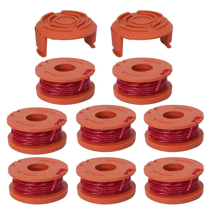 WA0010 Trimmer Replacement Spool Line, Compatible with Worx Trimmer spools Weed Eater String for Electric String Trimmers,Weed Wacker Spool Replacement Parts,(10ft 0.065,8 Pack Line,2 Cap)
