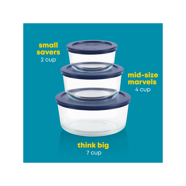 6010170 Glass Plastic Storage Set - 6 Pieces, Blue