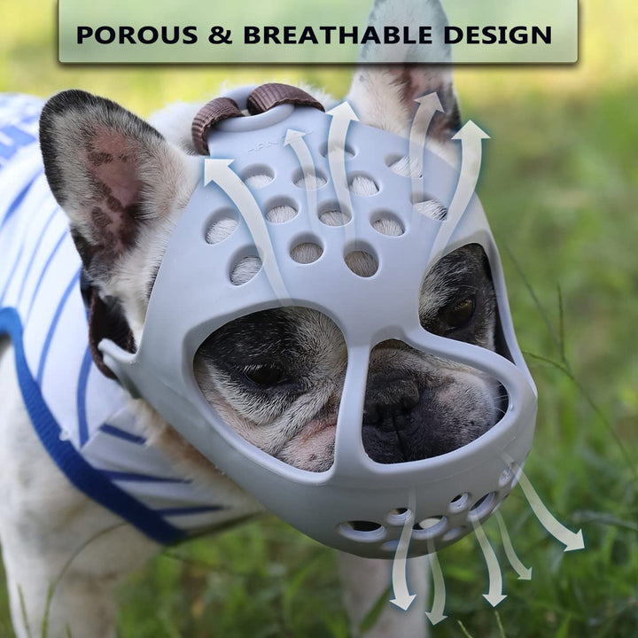 Dog Muzzle for Short Snout Dogs, Soft Silicone Muzzle for Biting, Chewing, Licking for French Bulldog Shih Tzu, Ideal for Flat-Faced Aggressive Dogs Grooming Walking, Allows Drinking